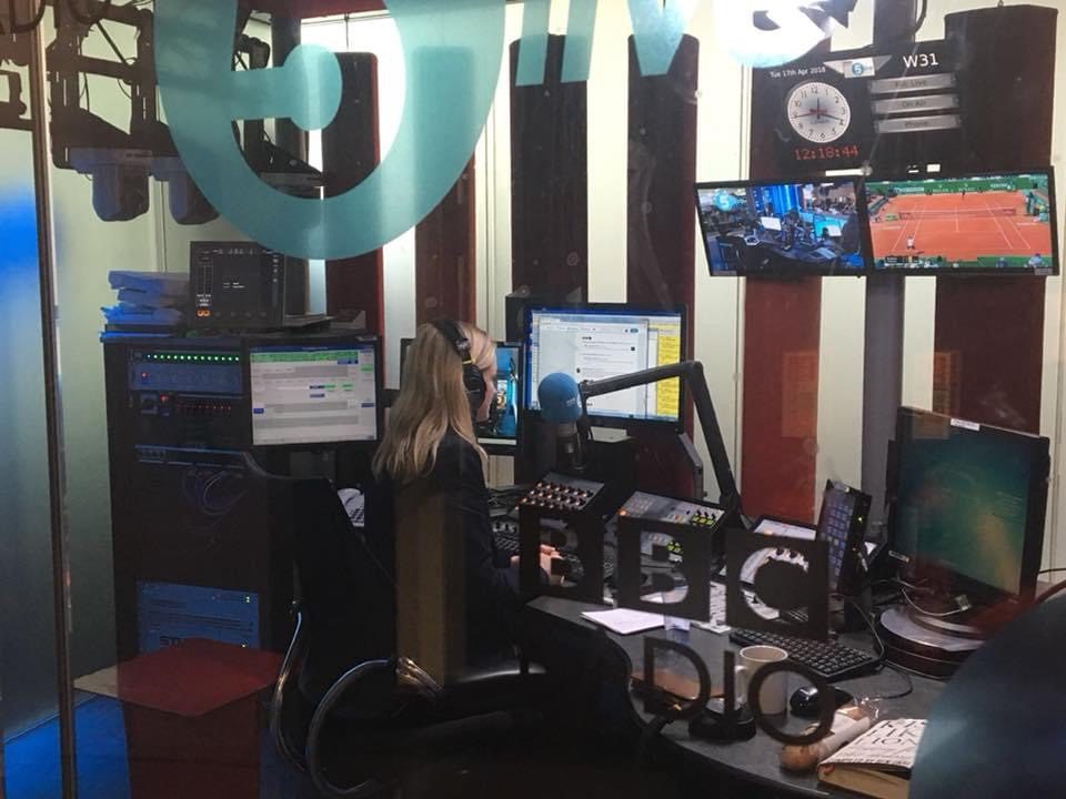 Tess Morris-Paterson being interviewed in the BBC Radio 2 studio